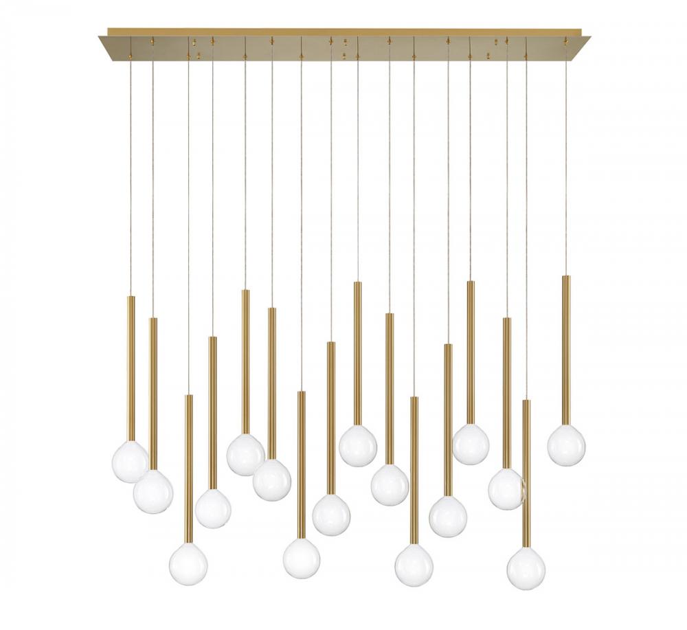 Positano, 16 Light Linear LED Chandelier, Plated Brushed Gold