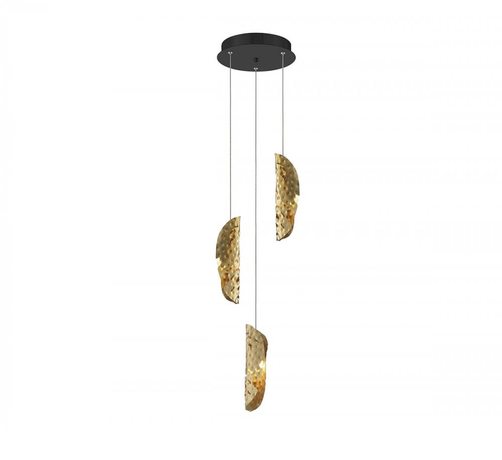 Sorrento, 3 Light LED Pendant, Copper, Black Canopy