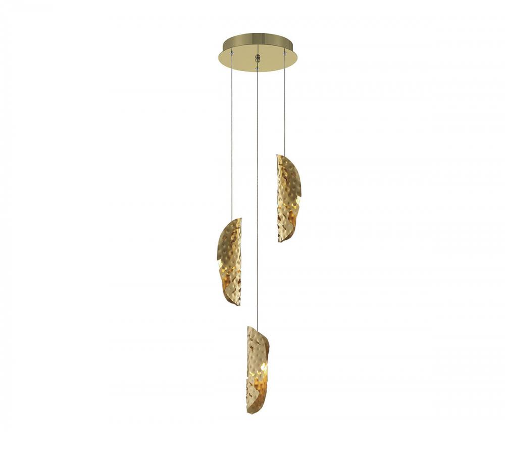 Sorrento, 3 Light LED Pendant, Copper, Gold Canopy