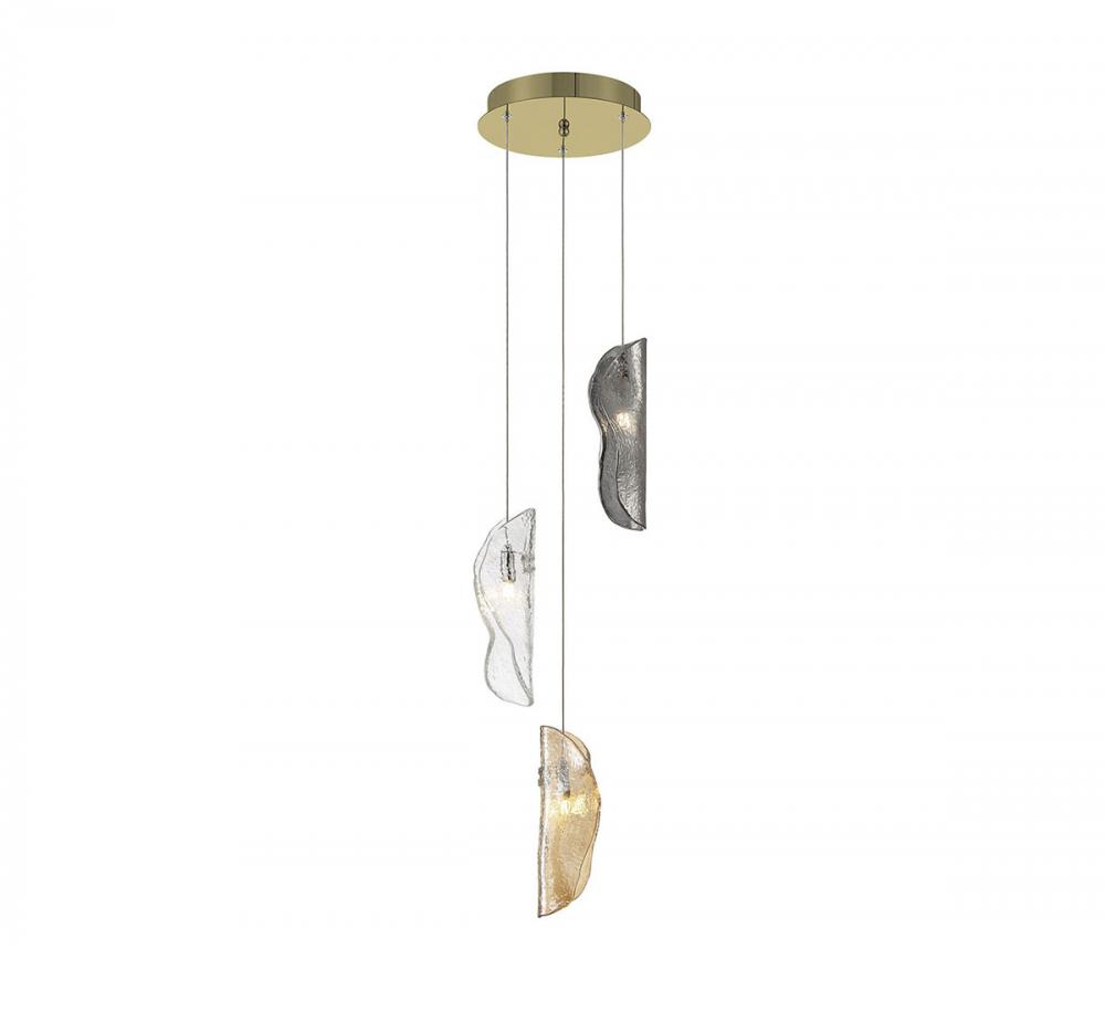 Sorrento, 3 Light LED Pendant, Mixed, Gold Canopy