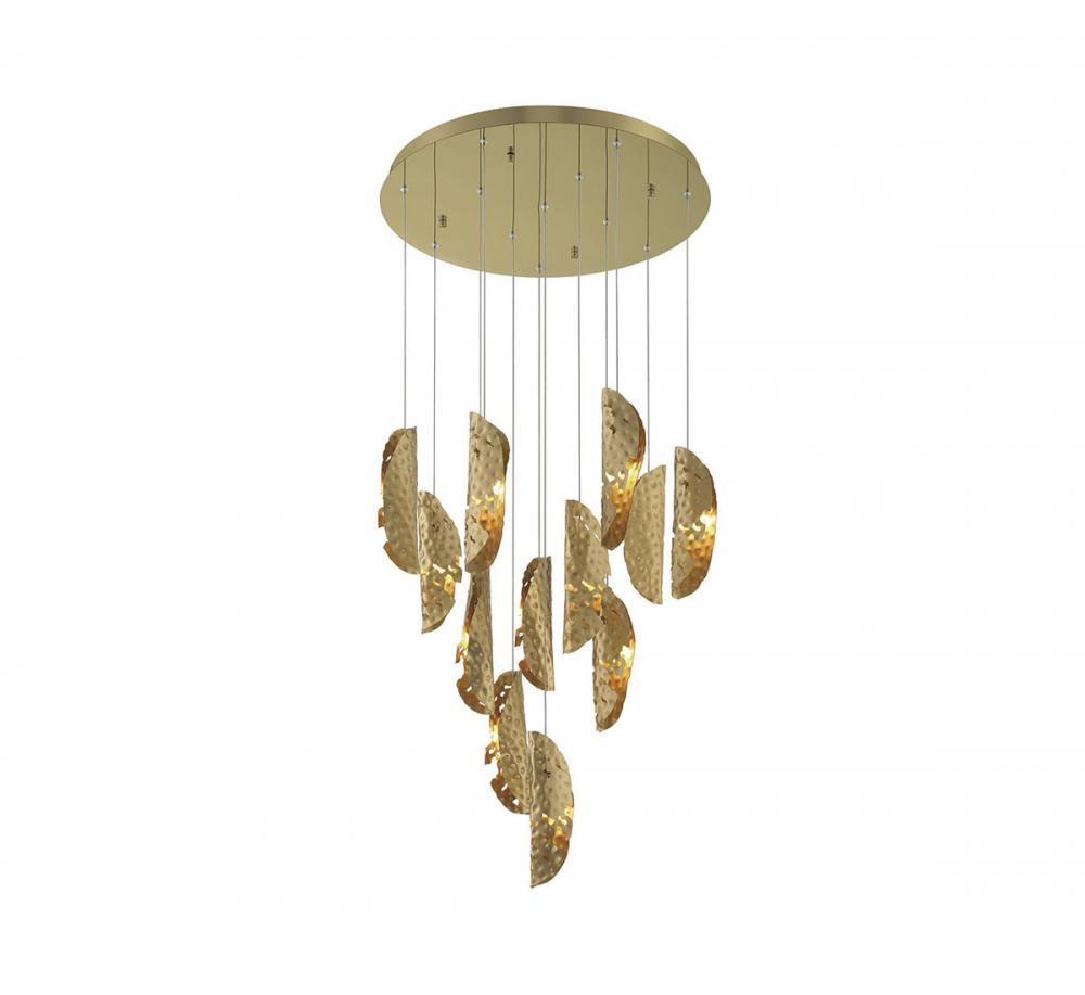 Sorrento, 12 Light round LED Chandelier, Copper, Gold Canopy