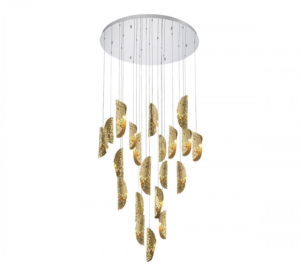 Sorrento, 21 Light Round LED Chandelier, Copper, Chrome Canopy