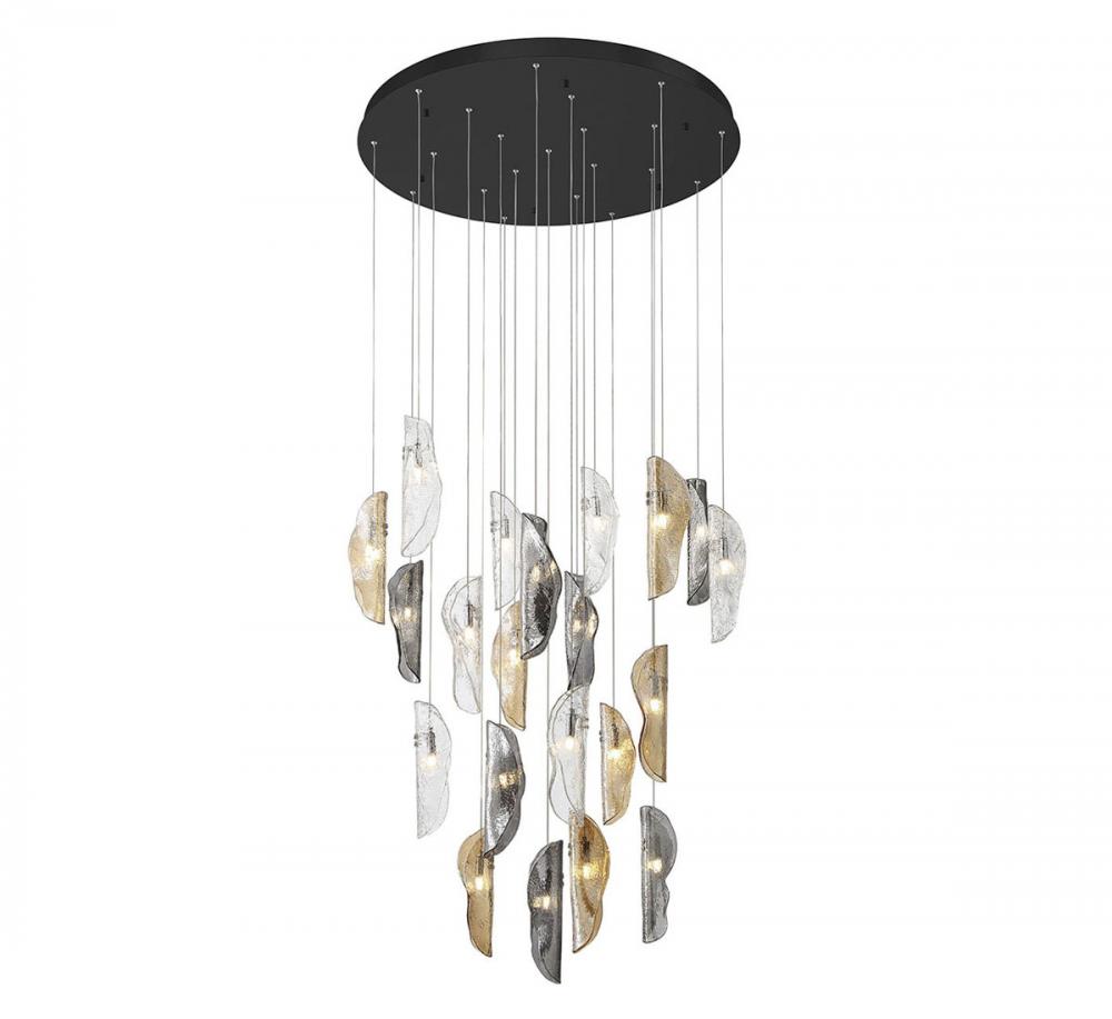 Sorrento, 21 Light Round LED Chandelier, Mixed, Black Canopy