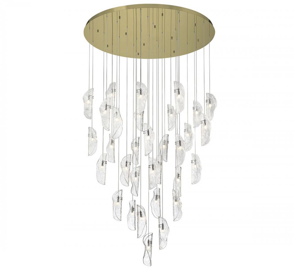 Sorrento, 32 Light LED Grand Chandelier, Clear, Gold Canopy