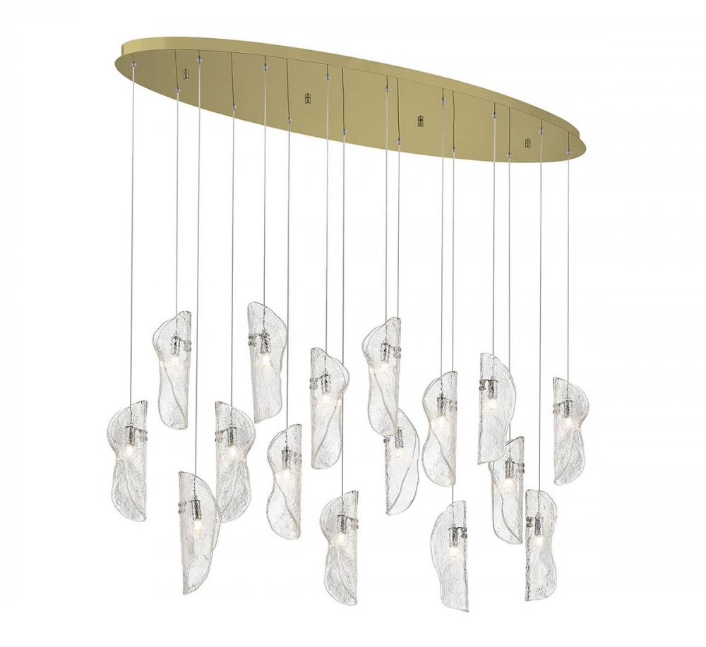 Sorrento, 16 Light Oval LED Chandelier, Clear, Gold Canopy