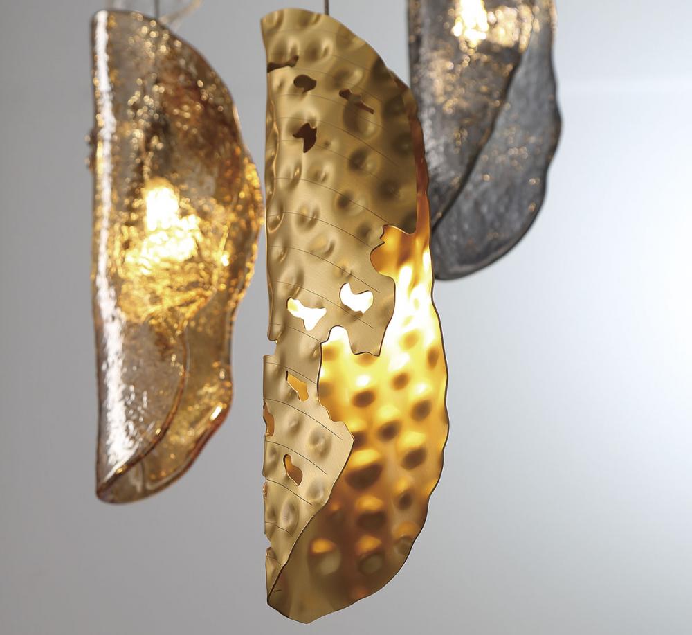 Sorrento, 16 Light Oval LED Chandelier, Mixed with Copper Leaf, Chrome Canopy