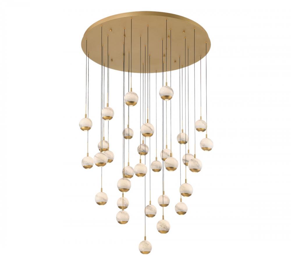 Baveno, 31 Light LED Grand Chandelier, Painted Antique Brass