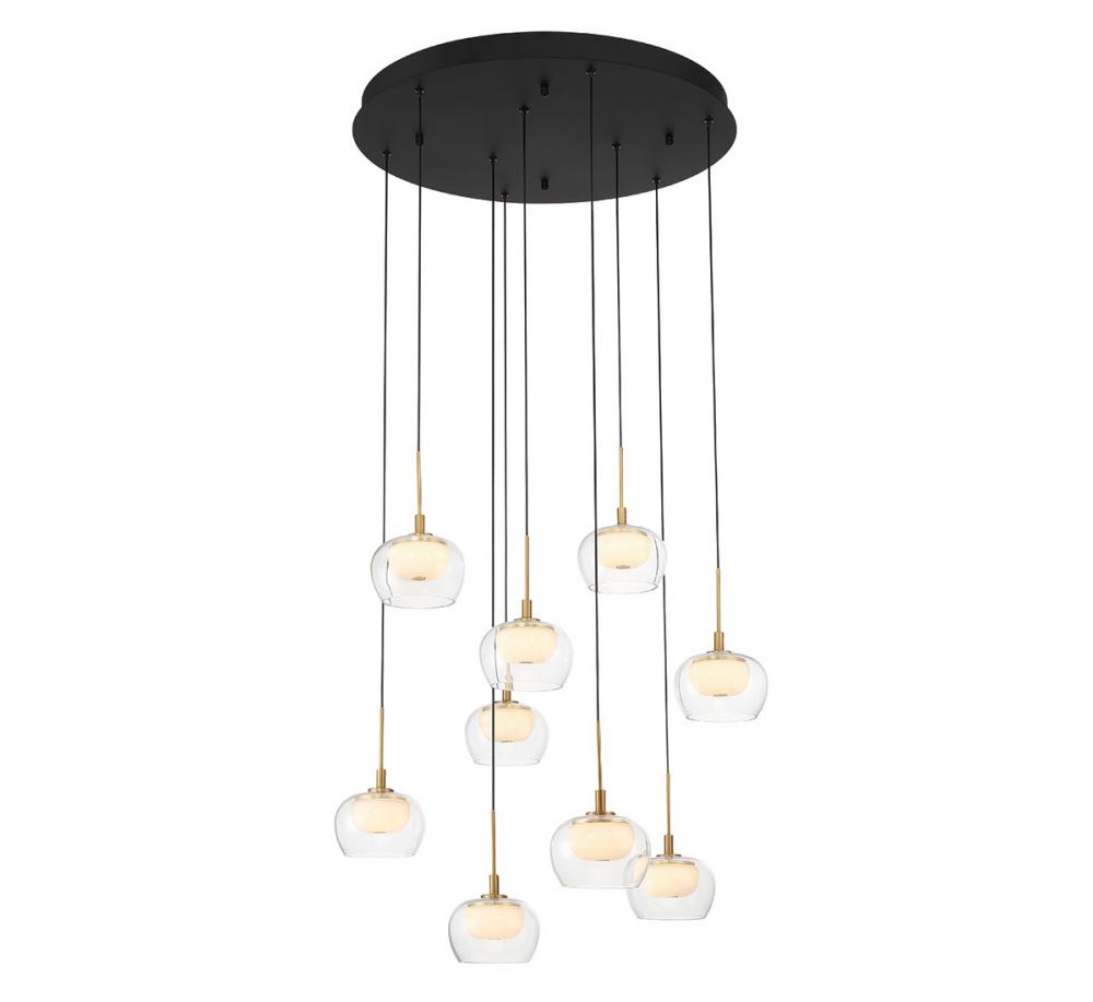 Manarola, 9 Light Round LED Chandelier, Matte Black