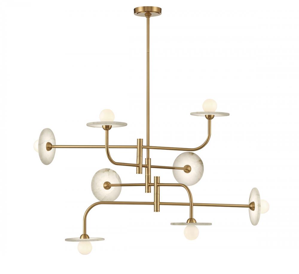 Teramo, 8 Light LED Chandelier, Brushed Brass