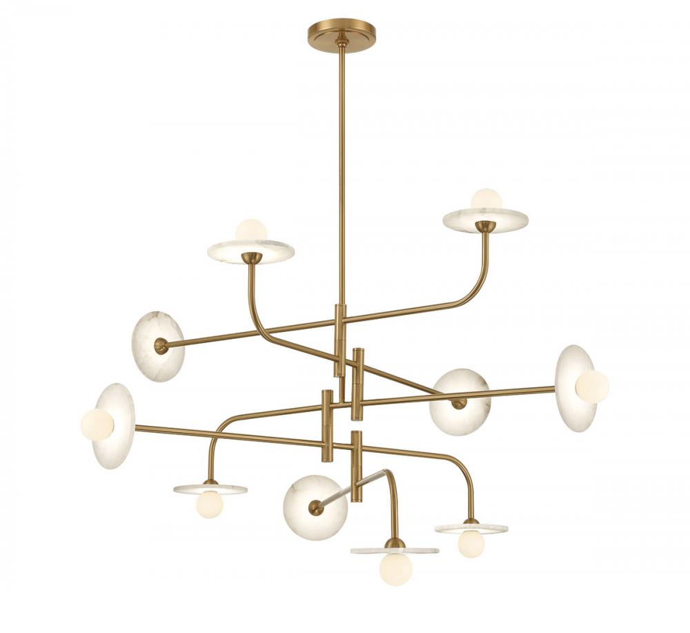 Teramo, 10 Light LED Chandelier, Brushed Brass