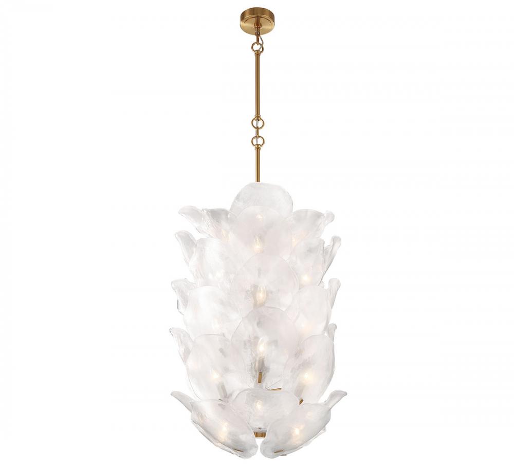 Corato, 40 Light Chandelier, Brushed Brass with Translucent White Glass