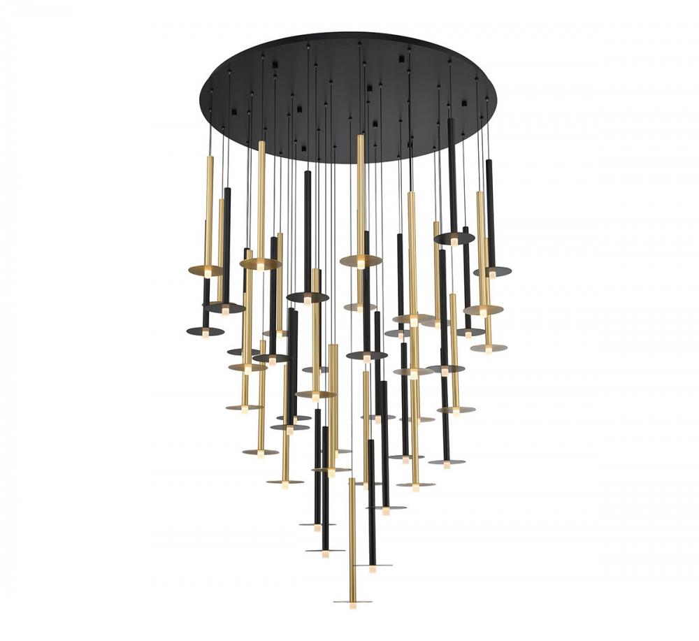 Piatto, 44 Light Round LED Chandelier, Mixed