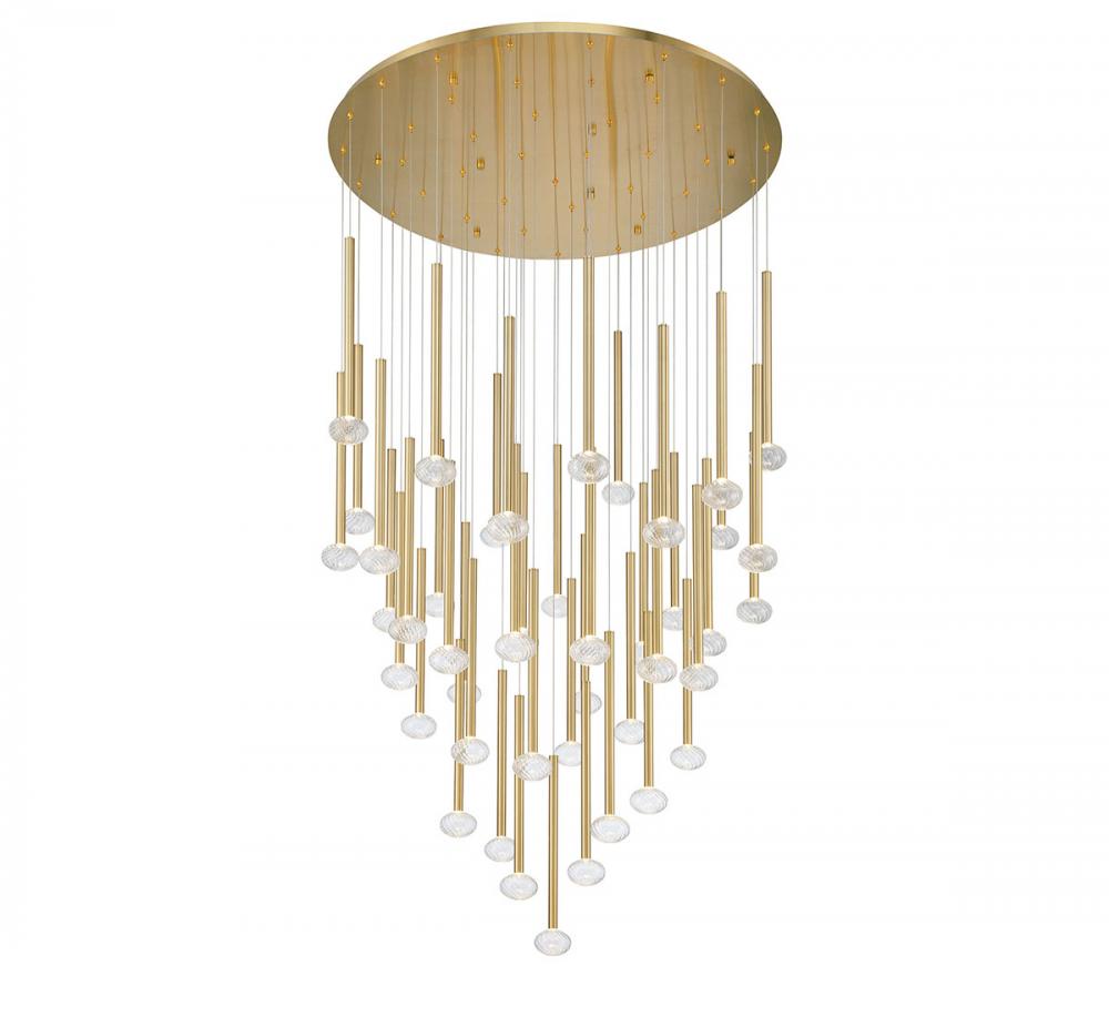 Soffio, 44 Light Round LED Chandelier, Plated Brushed Gold