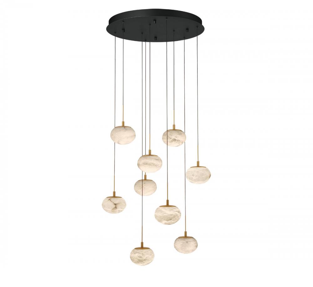 Calcolo, 9 Light Round LED Chandelier, Matte Black