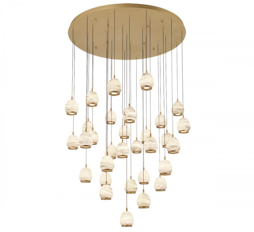 Lucidata, 31 Light LED Grand Chandelier, Painted Antique Brass