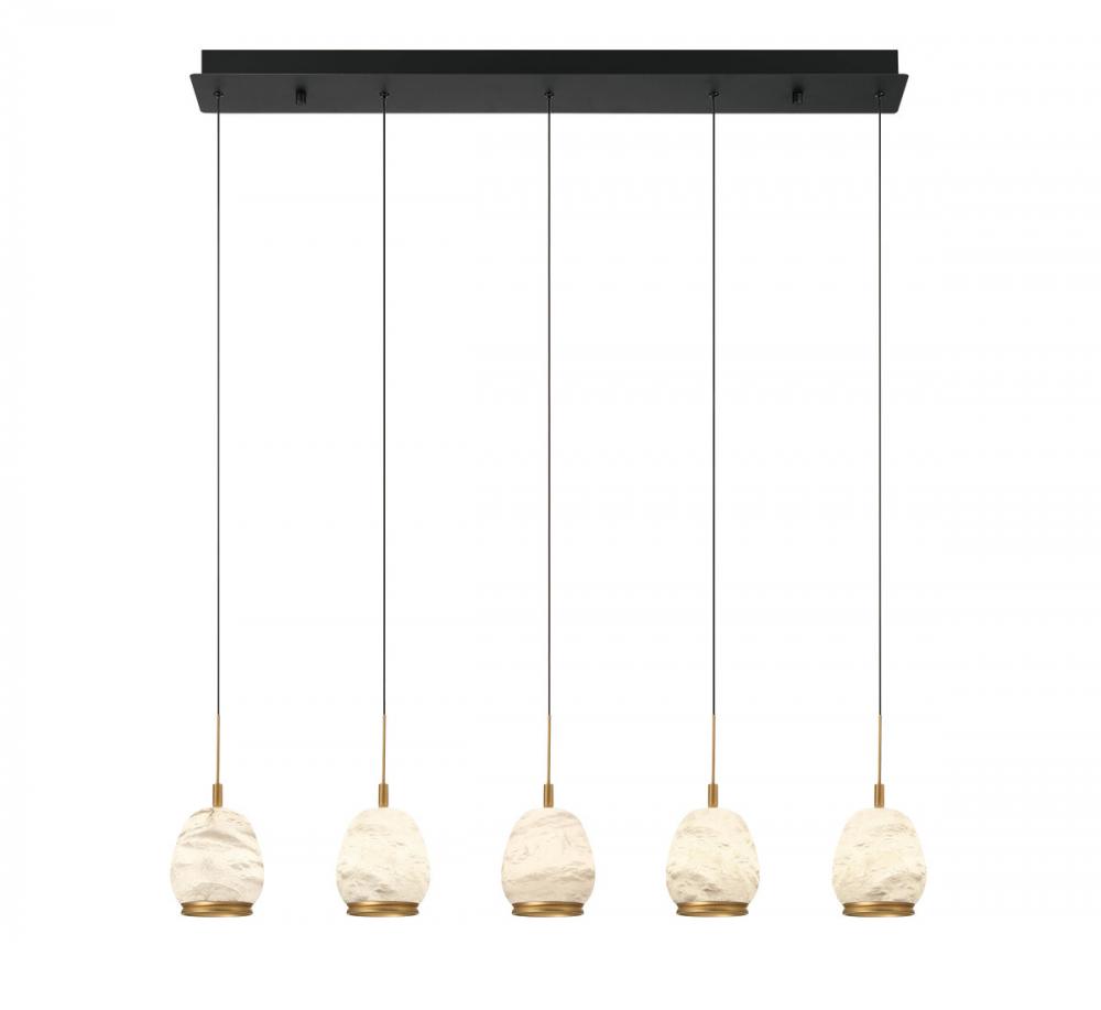 Lucidata, 5 Light Linear LED Chandelier, Matte Black