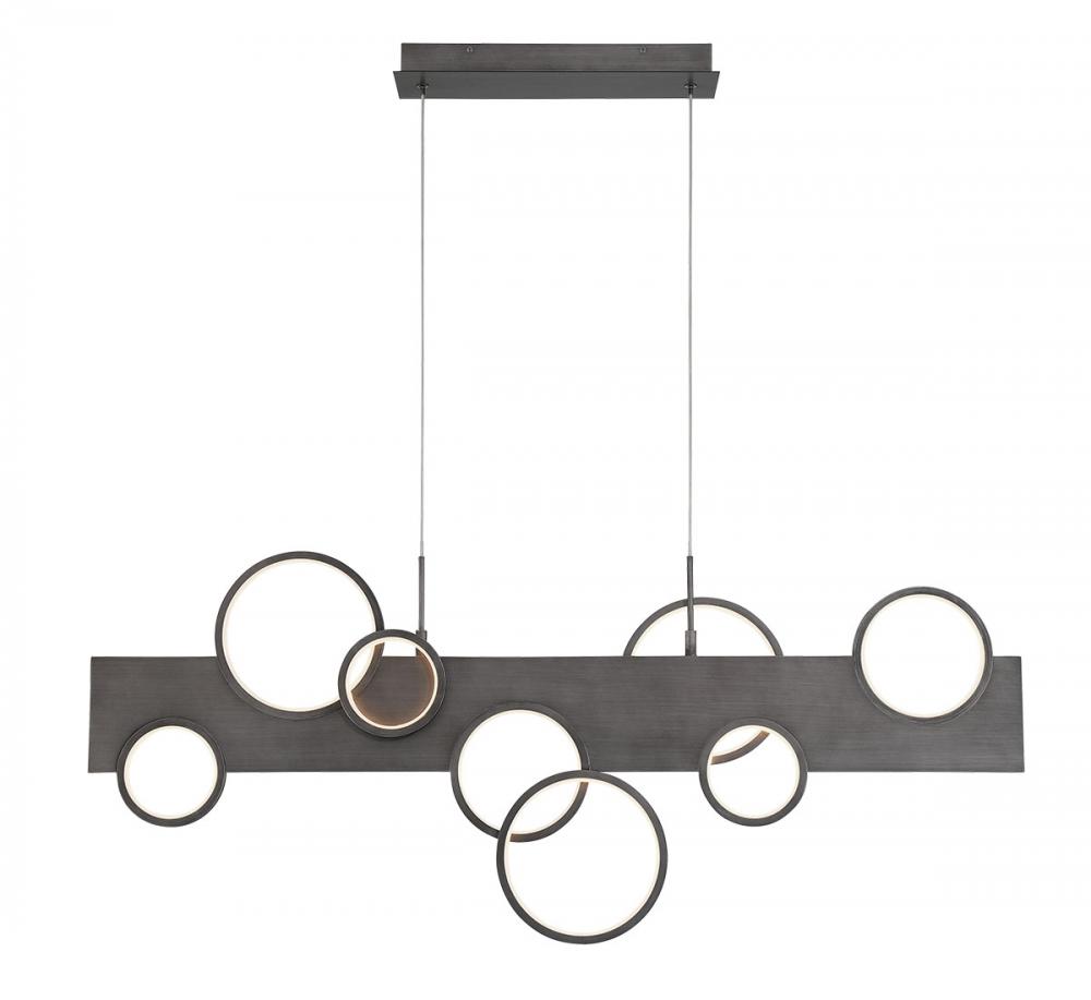 Torino, 8 Light Linear LED Chandelier, Brushed Vintage Grey