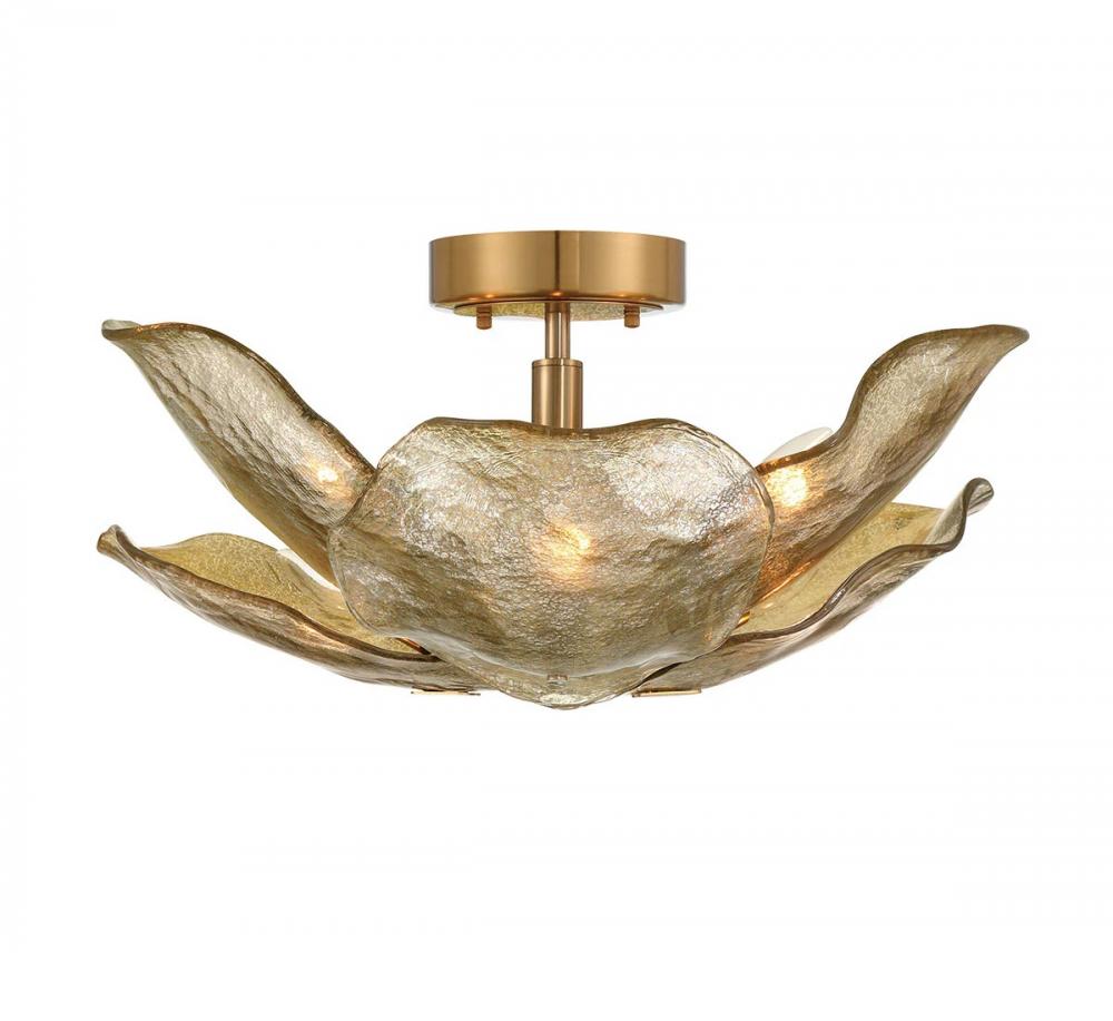 Corato, 6 Light Flushmount / Pendant, Brushed Brass