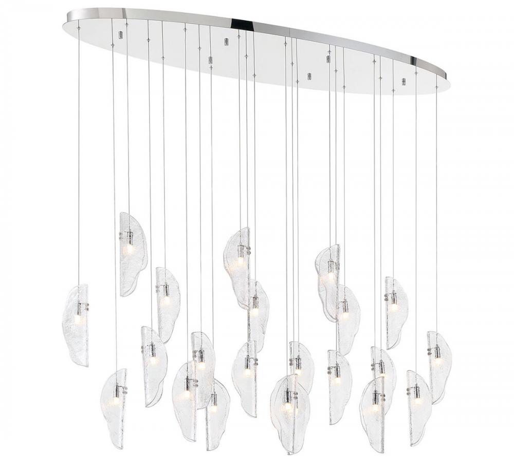 Sorrento, 22 Light Oval LED Chandelier, Clear,Chrome Canopy