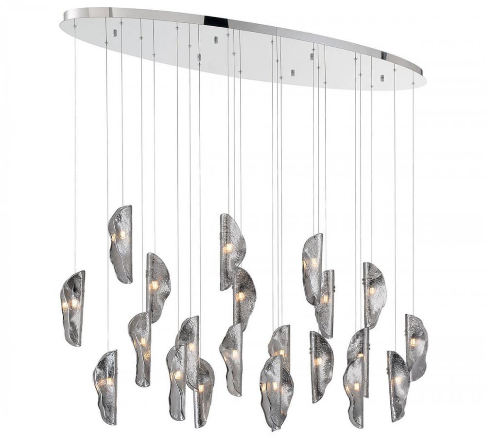 Sorrento, 22 Light Oval LED Chandelier, Smoke,Chrome Canopy