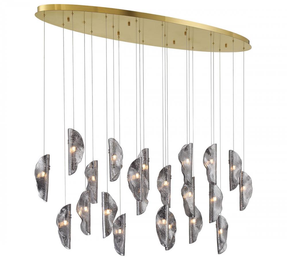 Sorrento, 22 Light Oval LED Chandelier, Smoke, Gold Canopy