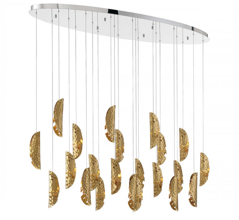 Sorrento, 22 Light Oval LED Chandelier, Copper,Chrome Canopy