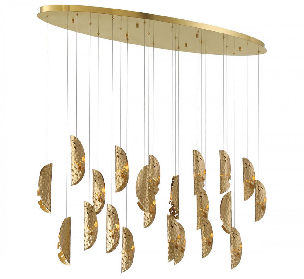 Sorrento, 22 Light Oval LED Chandelier, Copper, Gold Canopy