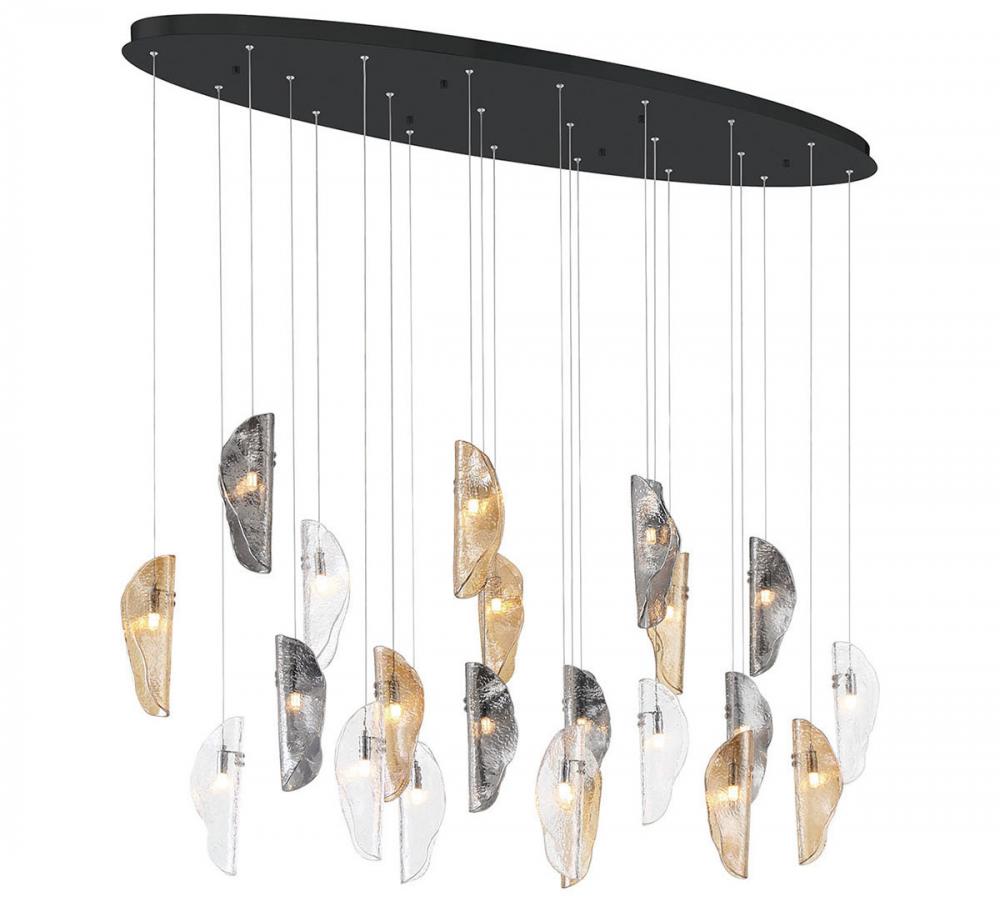 Sorrento, 22 Light Oval LED Chandelier, Mixed, Black Canopy