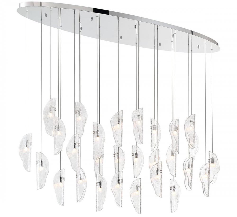 Sorrento, 28 Light Oval LED Chandelier, Clear,Chrome Canopy