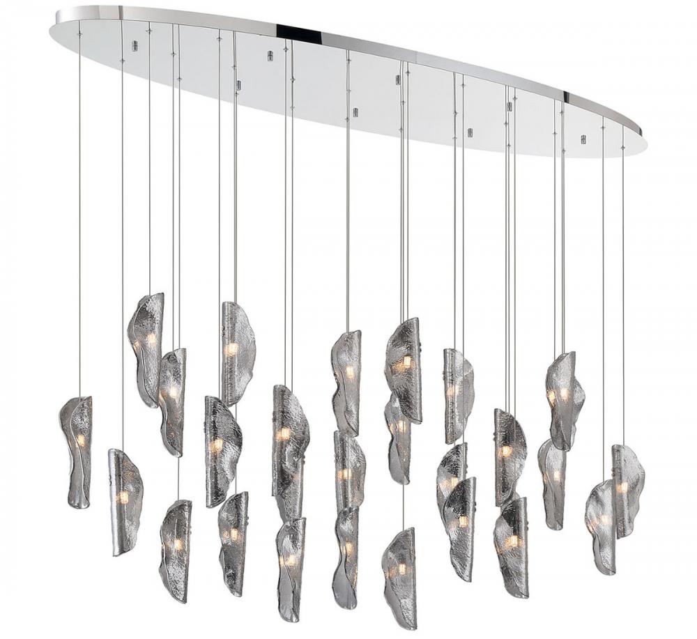 Sorrento, 28 Light Oval LED Chandelier, Smoke,Chrome Canopy