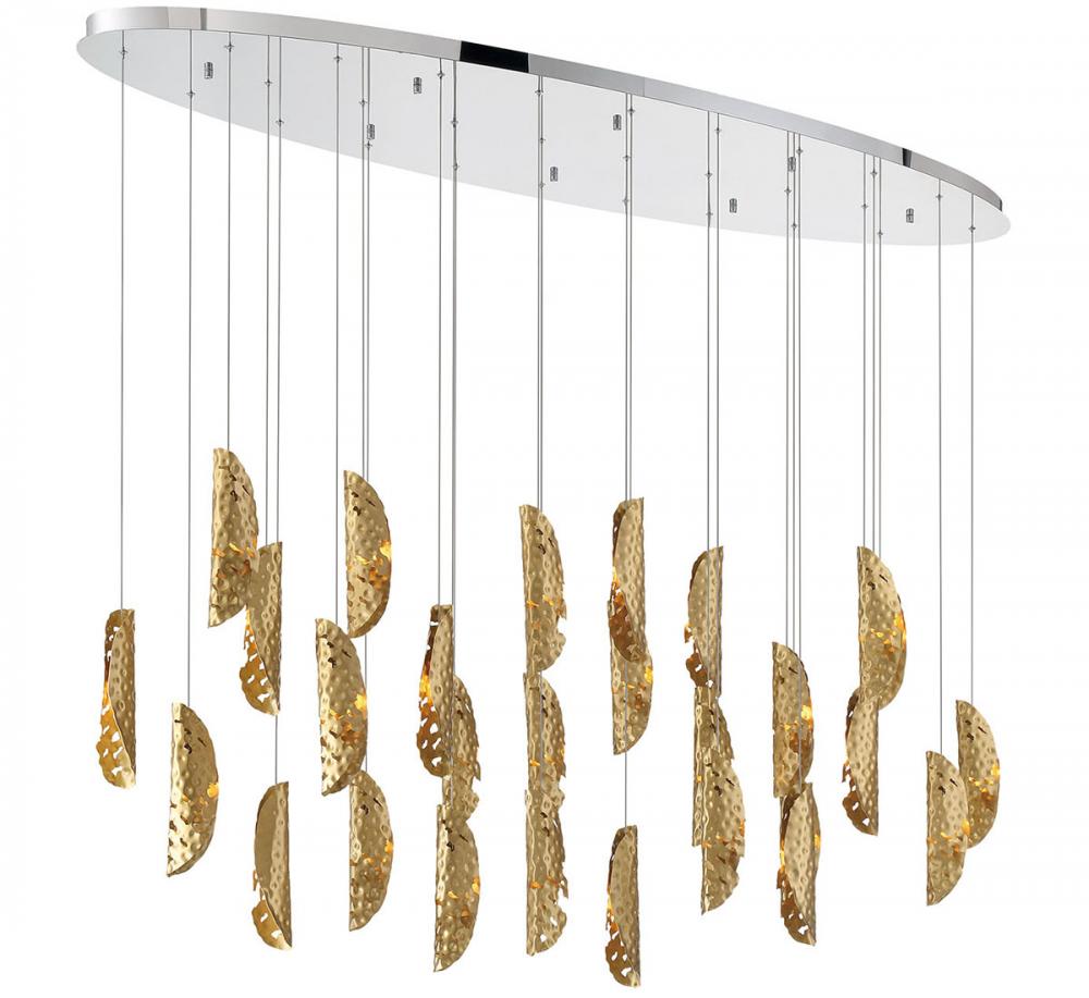 Sorrento, 28 Light Oval LED Chandelier, Copper,Chrome Canopy