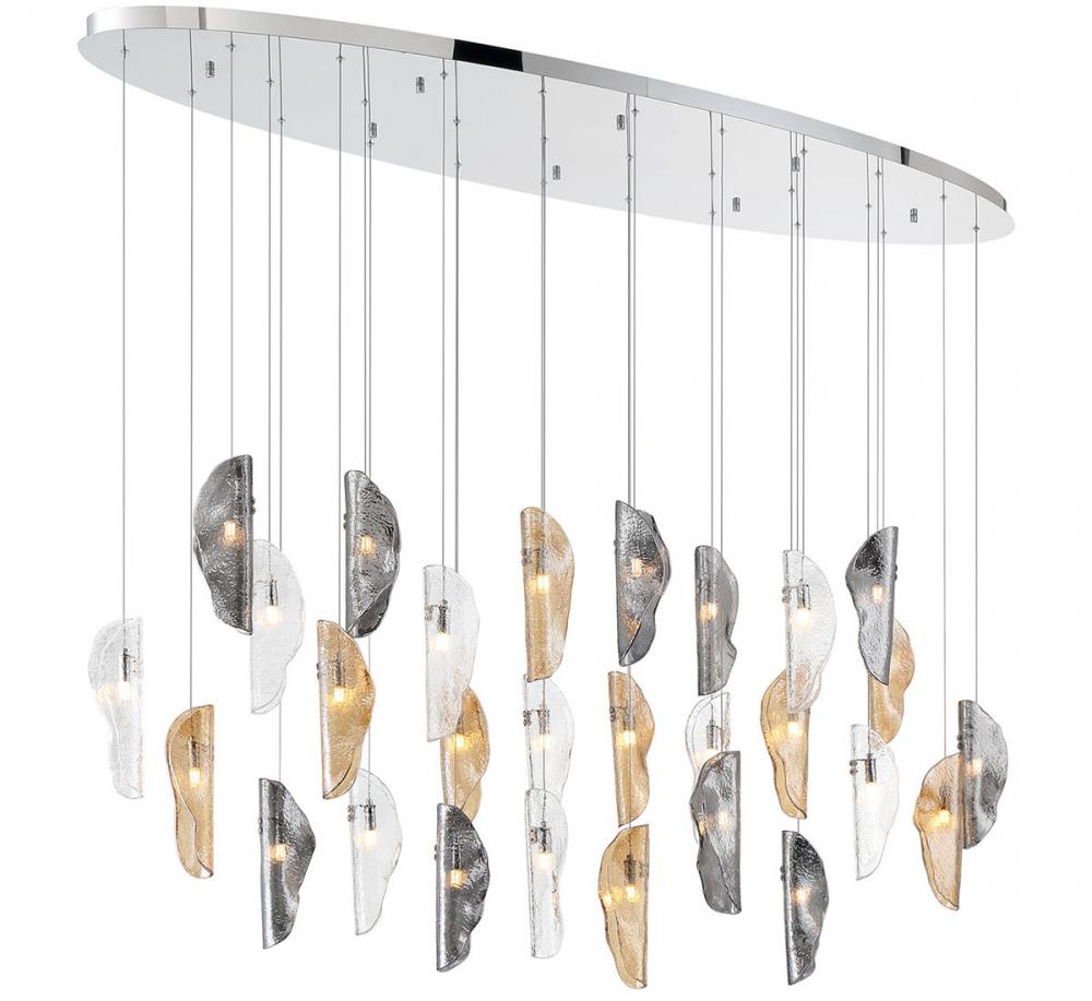 Sorrento, 28 Light Oval LED Chandelier, Mixed,Chrome Canopy