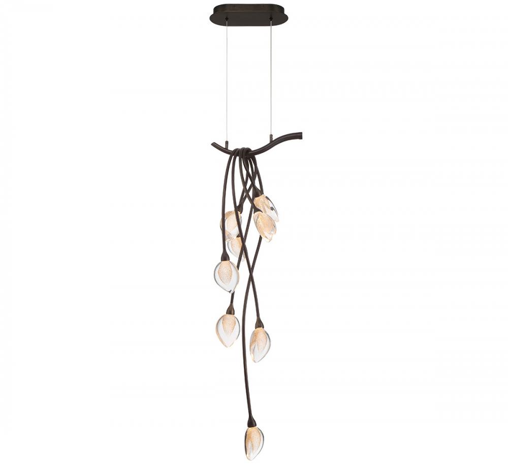 Modena,8 Light LED Chandelier, 
Black with Gold Accent