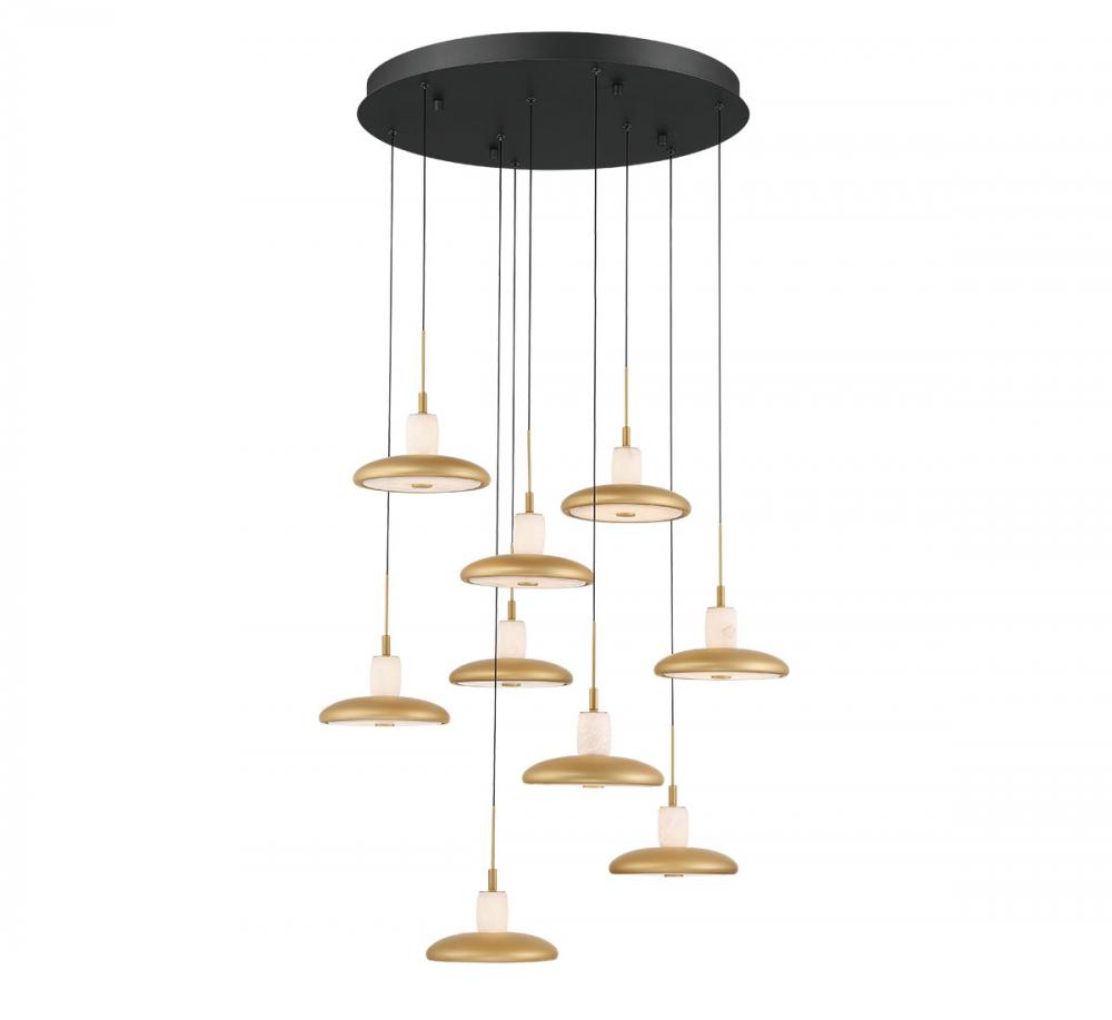 Mantova, 9 Light Round LED Chandelier, Matte Black