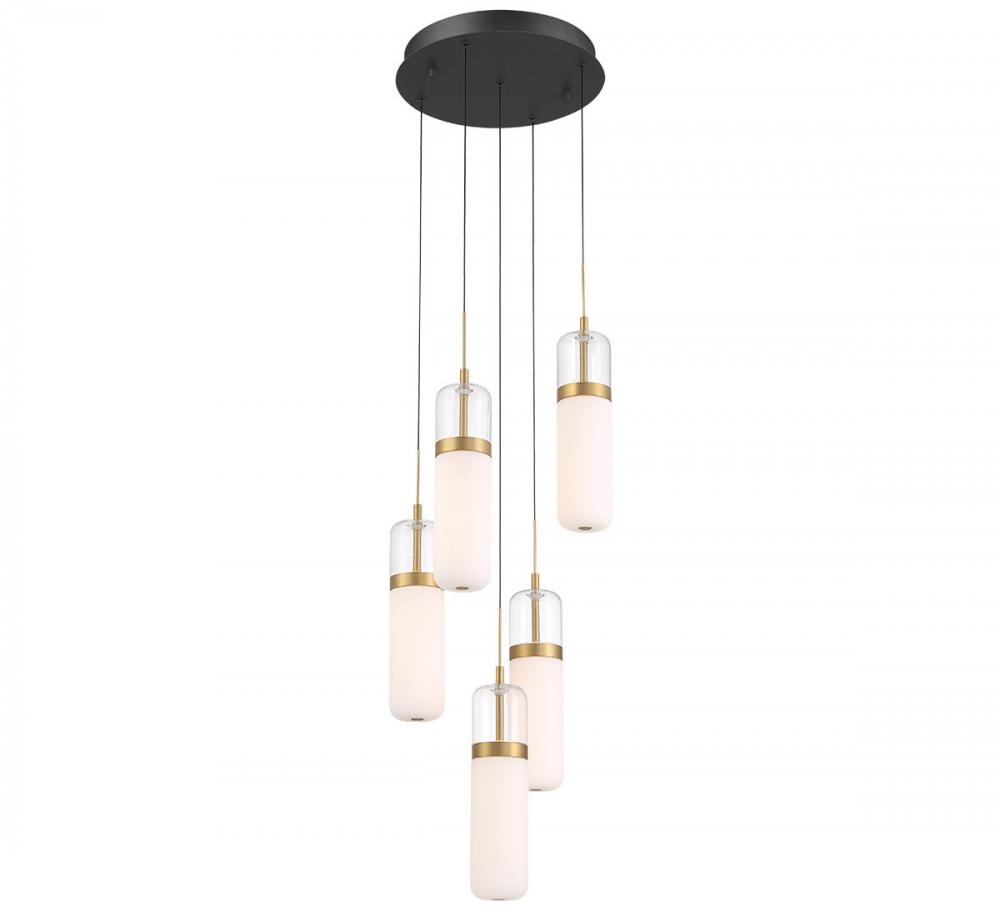 Verona, 5 Light Round LED Chandelier, Matte Black