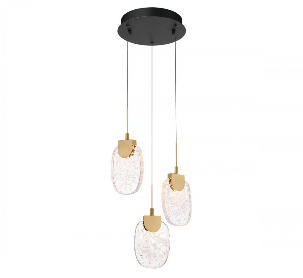 Castelo, 3 Light LED Pendant, Matte Black