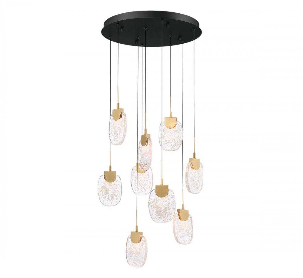 Castelo, 9 Light Round LED Chandelier, Matte Black