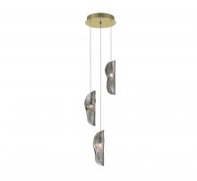 Lib & Co. CA 10162-019-07 - Sorrento, 3 Light LED Pendant, Smoke, Gold Canopy