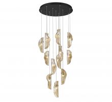 Lib & Co. CA 10164-018-02 - Sorrento, 12 Light round LED Chandelier, Amber, Black Canopy