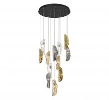 Lib & Co. CA 10164-024-02 - Sorrento, 12 Light Round LED Chandelier, Mixed with Copper Leaf, Black Canopy