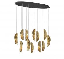 Lib & Co. CA 12034-020-02 - Sorrento, 12 Light Oval LED Chandelier, Copper, Black Canopy