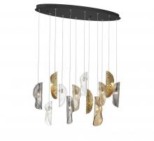 Lib & Co. CA 12034-024-02 - Sorrento, 12 Light Oval LED Chandelier, Mixed with Copper Leaf, Black Canopy