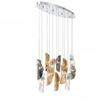 Lib & Co. CA 12034-024-01 - Sorrento, 12 Light Oval LED Chandelier, Mixed with Copper Leaf, Chrome Canopy