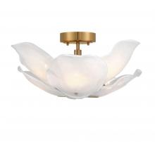 Lib & Co. CA 12205-039 - Corato , 6 Light Flushmount/Pendant, Brushed Brass with White Translucent