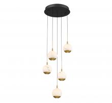 Lib & Co. CA 12267-02 - Baveno, 5 Light Round LED Chandelier, Matte Black