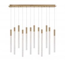 Lib & Co. CA 12275-037 - Gravina ,12 Light Rectangular LED Chandelier, Brushed Brass, Clear Crystal