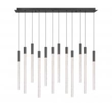 Lib & Co. CA 12275-048 - Gravina , 12 Light Rectangular LED Chandelier, Brushed Gun Metal, Clear Crystal