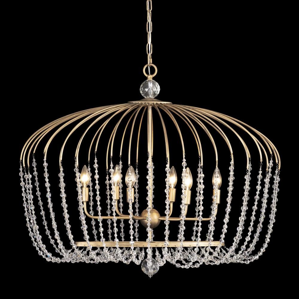 Voliere 6-Lt Crystal Oval Pendant - Havana Gold