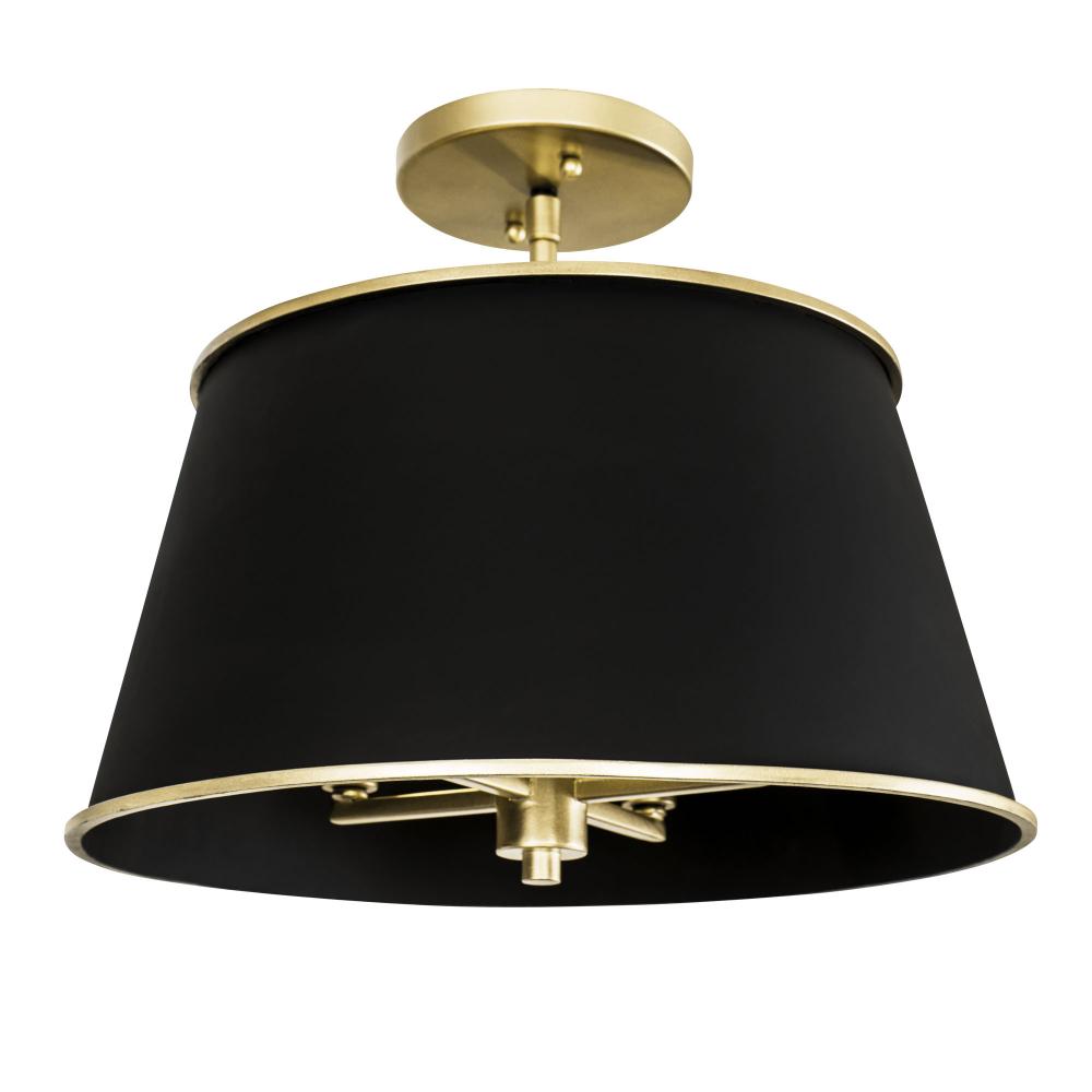 Coco 4-Lt Semi-Flush - Matte Black/French Gold