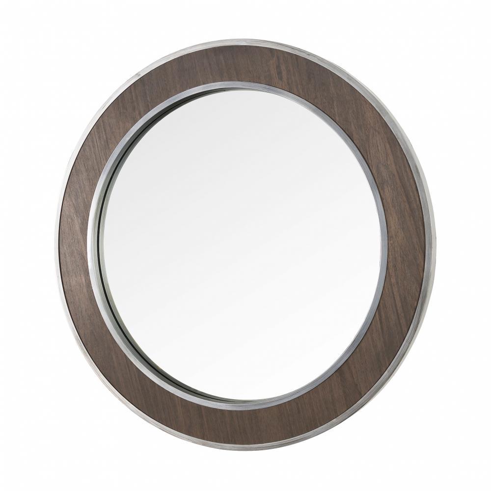 Macie 30-in Round Wood and Metal Mirror